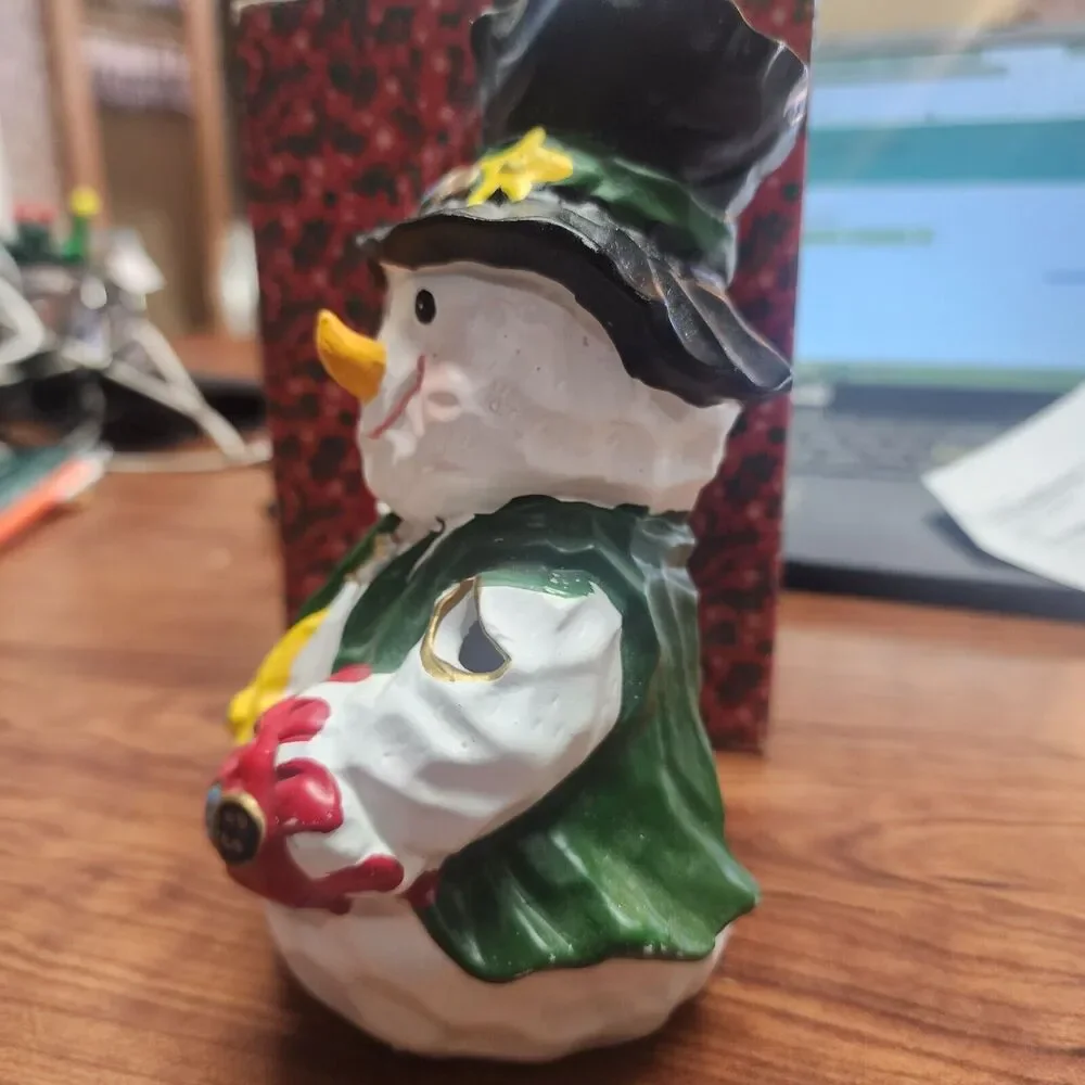 Vintage Snowman Tea Light Winter Candle Christmas